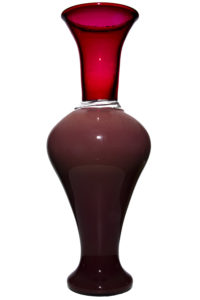 Authentic Hotblown Glass Sculpture"Crimson Incalmo Top Vase" by Dan Alexander