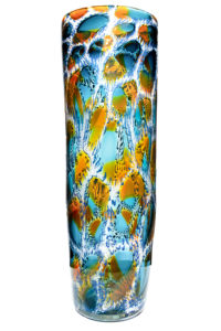 Authentic Hotblown Glass Sculpture"Bicolor Zoanthid Column" by Dan Alexander